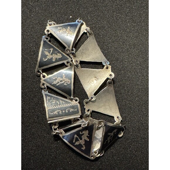 925 Siam Vintage Triangle Link Bracelet Push Clasp 6in - Picture 1 of 3